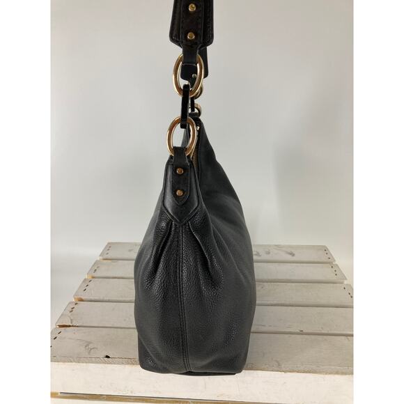 MICHAEL KORS, MEDIUM BLACK PEBBLED LEATHER SHOULDER BAG (ASIS) - Picture 5 of 16